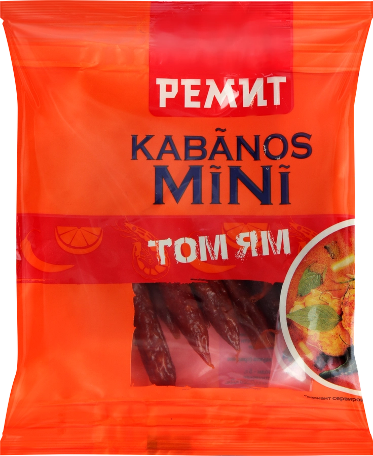 Колбаски сырокопченые РЕМИТ Kabanos Mini Том Ям, 25г