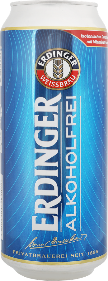Пиво безалкогольное светлое ERDINGER Пшеничное нефильтрованное пастеризованное не более 0,5%, 0.5л