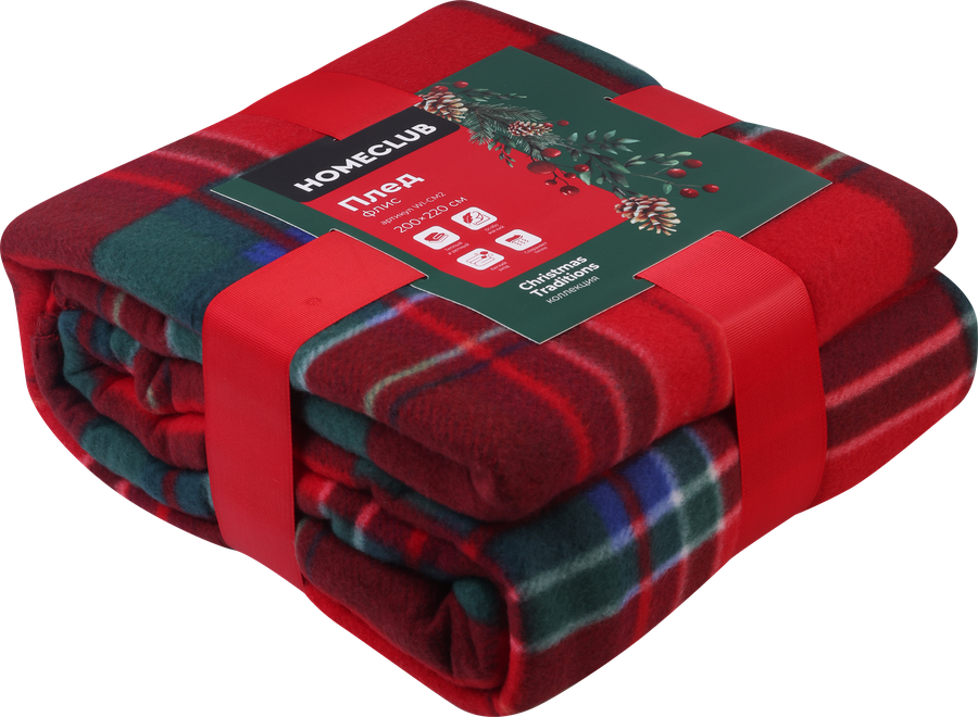 Плед HOMECLUB Christmas Traditions 200x220см, флис, в ассортименте, Арт. 
WI-CM2, превью