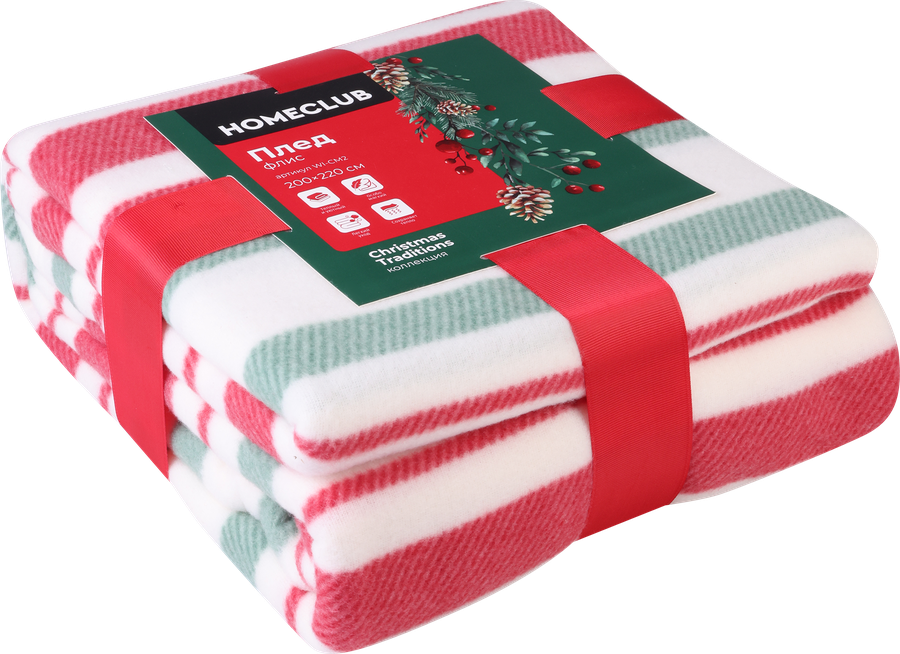 Плед HOMECLUB Christmas Traditions 200x220см, флис, в ассортименте, Арт. 
WI-CM2, превью