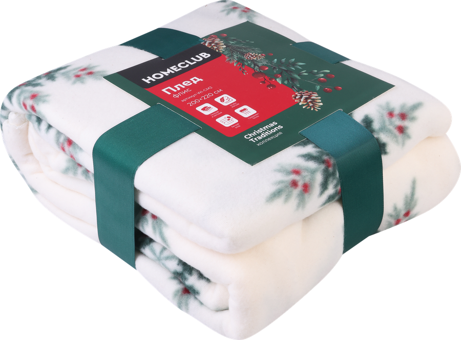 Плед HOMECLUB Christmas Traditions 200x220см, флис, в ассортименте, Арт. 
WI-CM2, превью