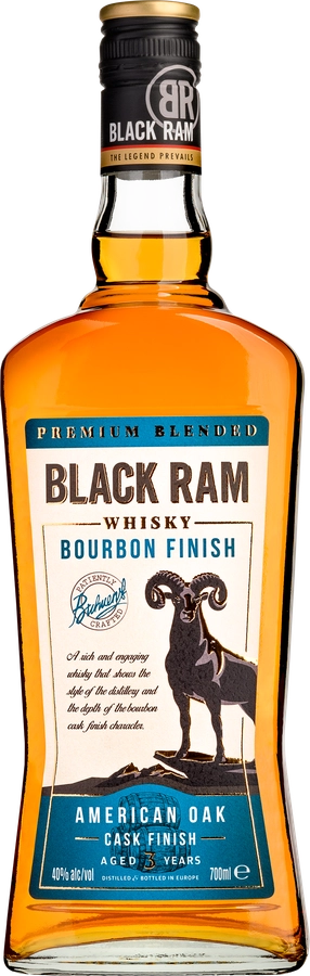 Виски BLACK RAM Bourbon Finish купажированный 3 года 40%, 0.7л