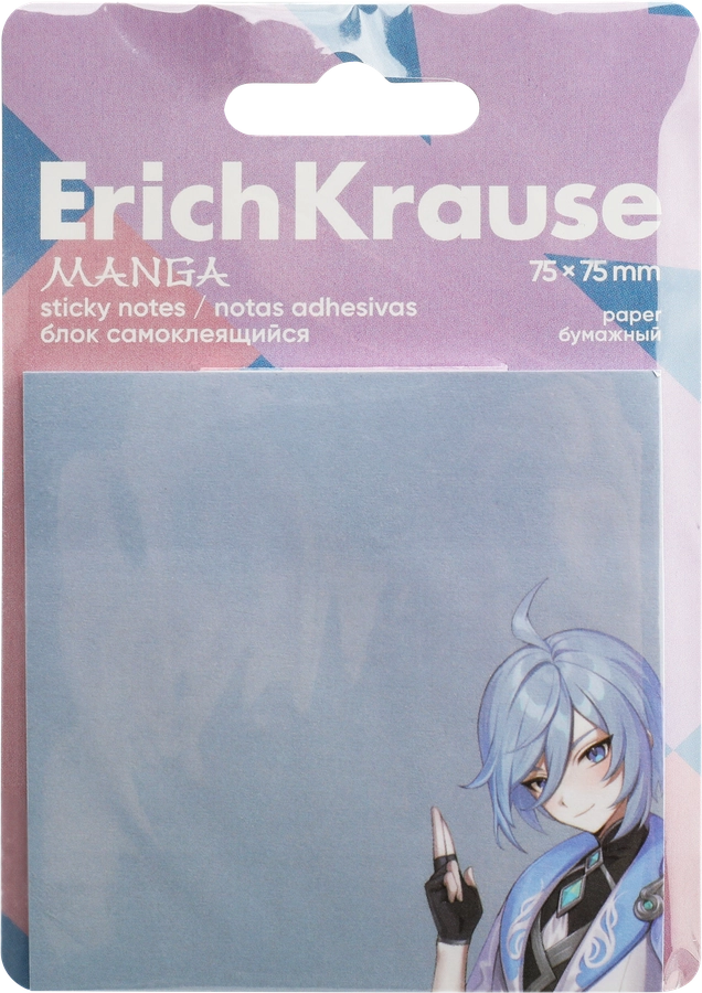 Блок самоклеящийся ERICHKRAUSE Manga, бумажный, 7,5х7,5см, 50 листов, Арт. 61667