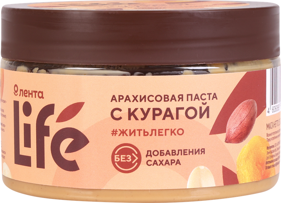 Паста арахисовая ЛЕНТА LIFE с курагой, 250г, превью
