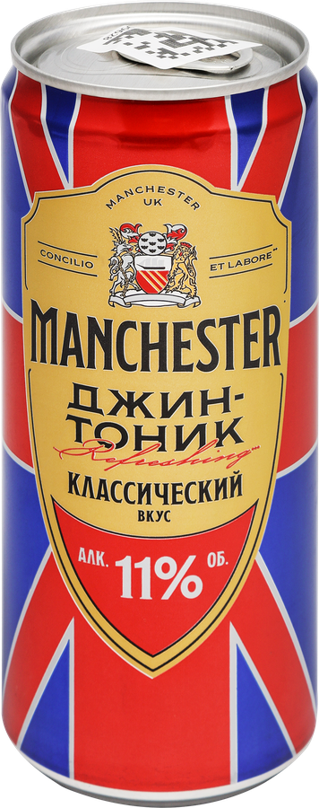 Напиток спиртной MANCHESTER Джин-тоник Особый классический газированный 11,0%, 0.33л, предпросмотр