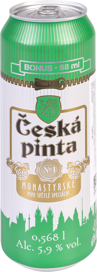 Пиво светлое CESKA PINTA №1 MONASTYRSKE фильтрованное пастеризованное 5,9%, 0.568л, предпросмотр