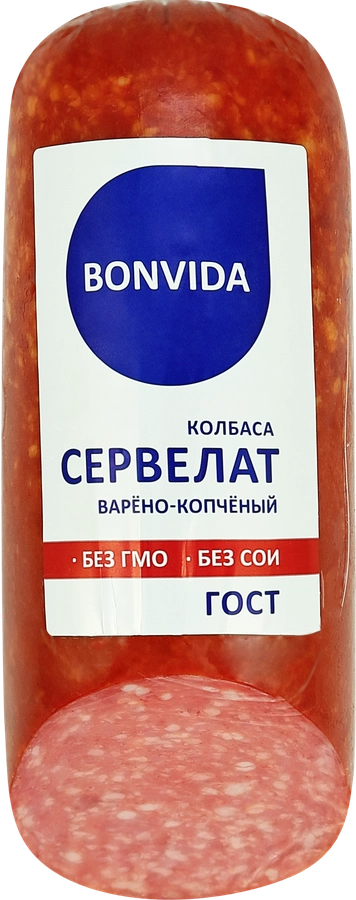 Колбаса копчено-вареная BONVIDA Сервелат ГОСТ, 500г