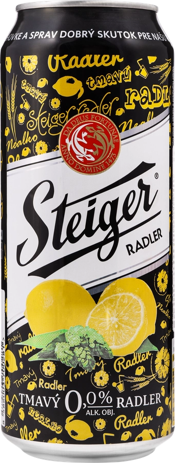 Напиток пивной б/а STEIGER RADLER Radler Лимон фильт.осв.темн.алк.не более 0,5% ж/б