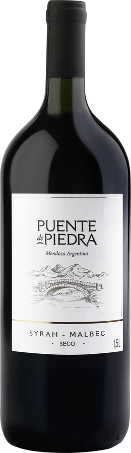 Вино PUENTE DE PIEDRA Syrah-Malbec ординарное красное сухое, 1.5л