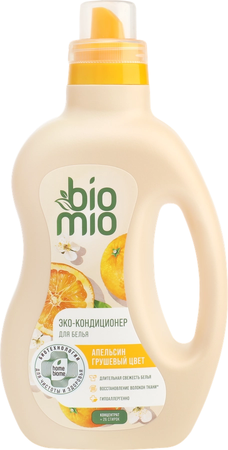 Кондиционер для белья BIOMIO BIO-SOFT Апельсин, грушевый цвет, экологичный, 800мл