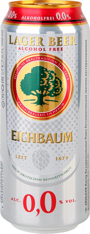 Пиво безалкогольное EICHBAUM Lager Alkoholfrei светлое пастеризованное фильтрованное ж\б