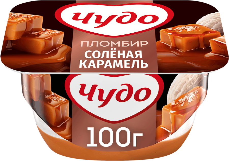 Десерт творожный ЧУДО Соленая карамель 4,2%, без змж, 100г