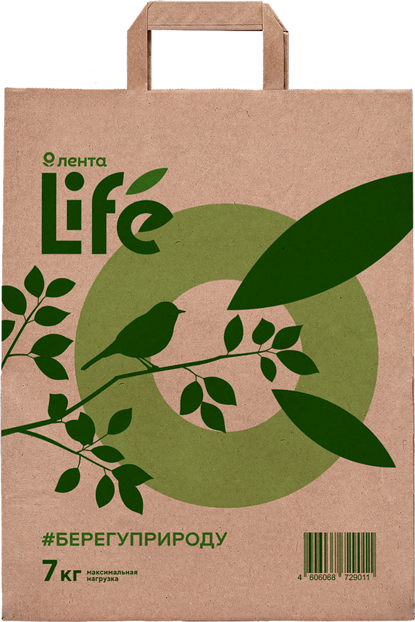 Пакет ЛЕНТА LIFE бумажный из крафт-бумаги 7кг, 45х35х15см