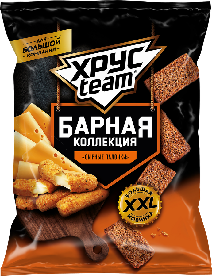 Сухарики ржано-пшеничные ХРУСTEAM Барная Коллекция, со вкусом сырные палочки, 140г