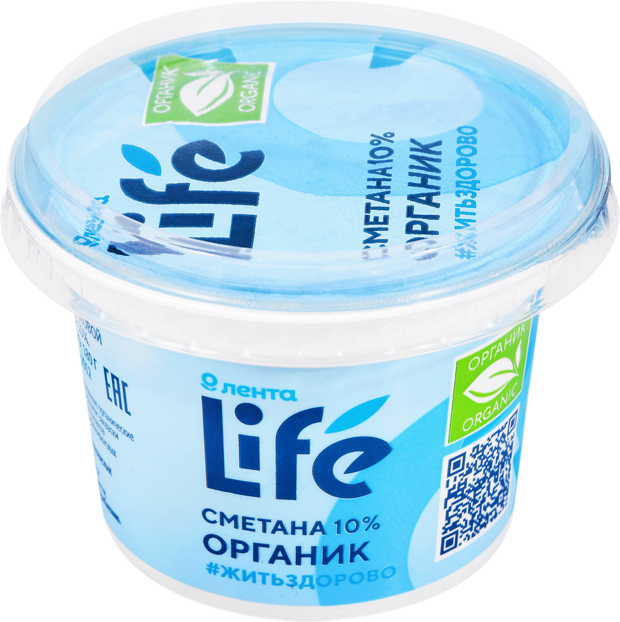 Сметана ЛЕНТА LIFE 10%, без змж, 180г