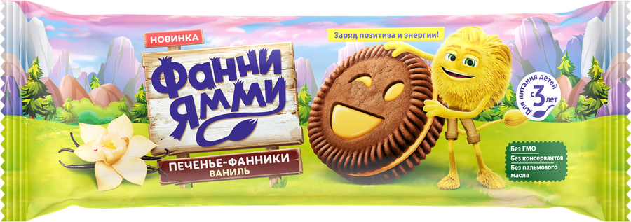 Печенье ФАННИ ЯММИ c какао и ванильной начинкой, 104г