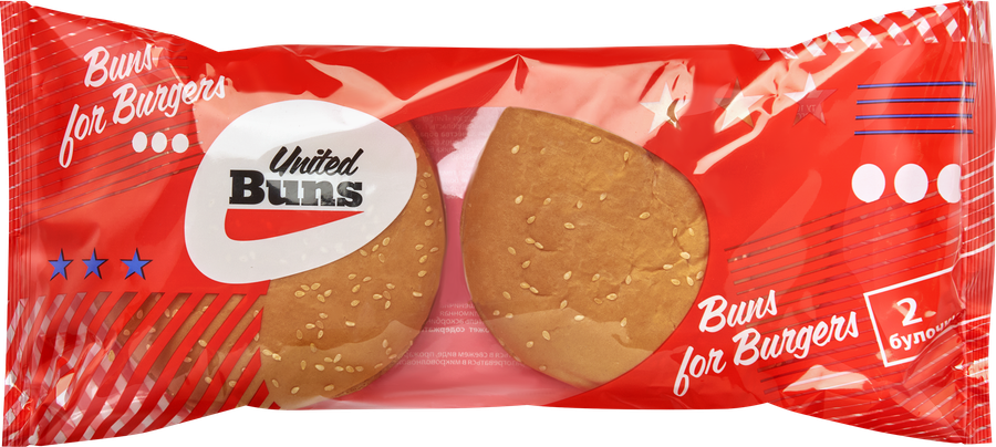 Булочка для гамбургера UNITED BUNS Макси с кунжутом, 2х89г