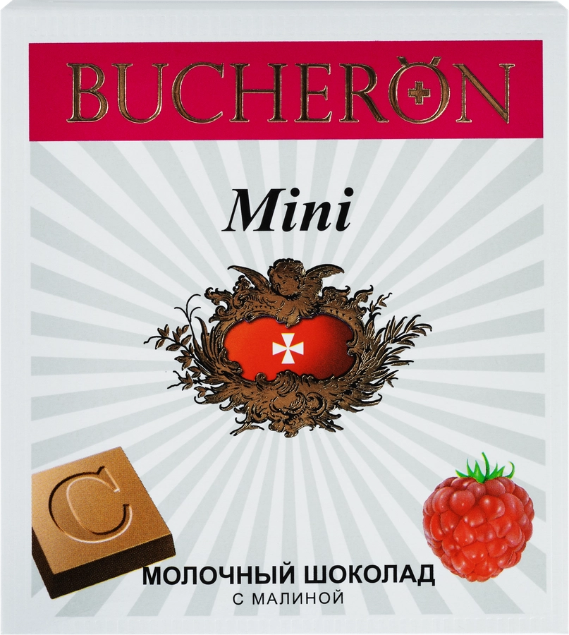 Шоколад молочный BUCHERON Mini с малиной, 40г