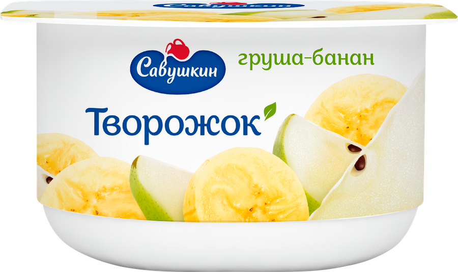 Паста творожная САВУШКИН Груша, банан 3,5%, без змж, 120г