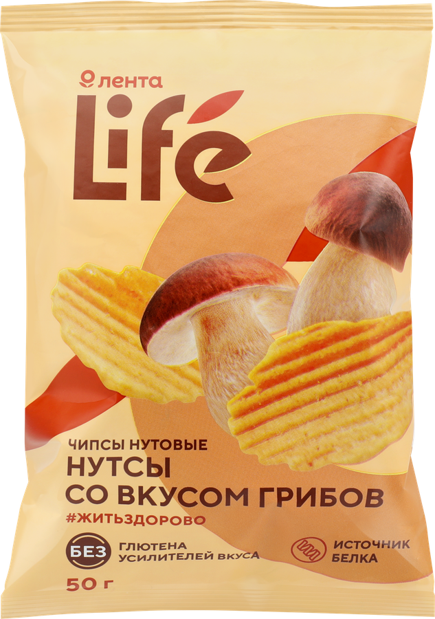 Чипсы нутовые ЛЕНТА LIFE Нутсы со вкусом грибы, 50г