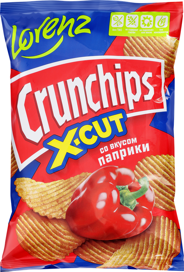 Чипсы картофельные LORENZ Crunchips X-Cut, рифленые со вкусом паприки, 130г