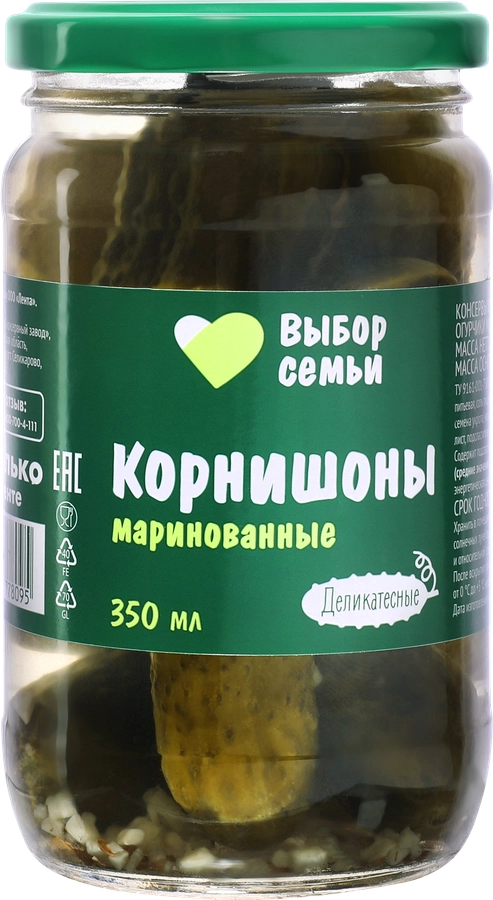 Корнишоны маринованные ВЫБОР СЕМЬИ, 340г