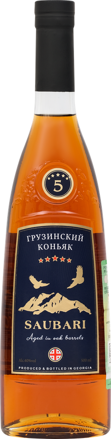 Коньяк SAUBARI Грузинский ординарный 5 лет 40%, 0.5л