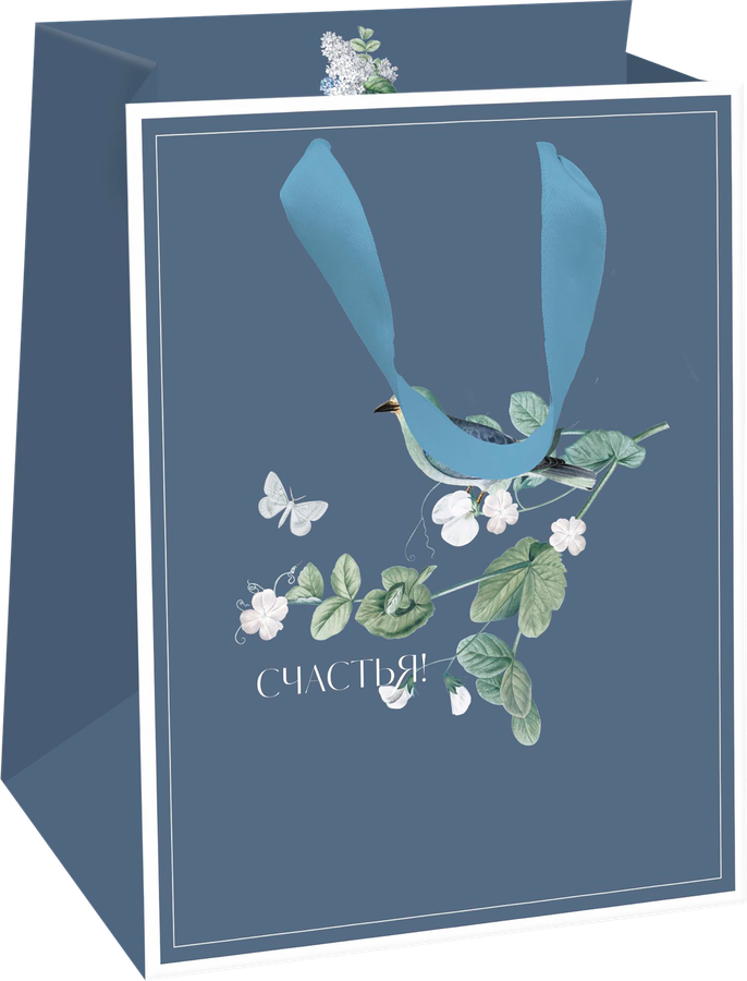 Пакет подарочный ПАКЕТИКО Blue bird, 14,6х11,4х6,4см, Арт. S, предпросмотр