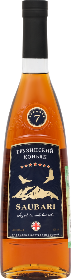Коньяк SAUBARI Грузинский марочный выдержанный КВ 7 лет 40%, 0.5л