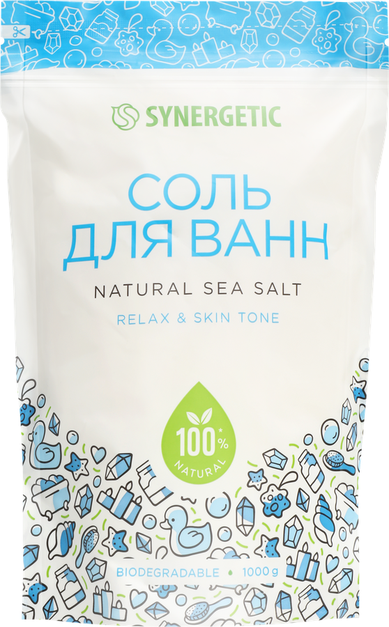 Соль для ванн SYNERGETIC Натуральная, 1кг
