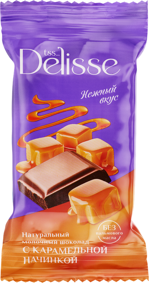 Шоколад молочный DELISSE с карамельной начинкой, 60г