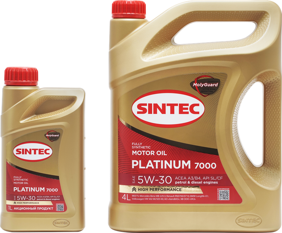 Масло моторное SINTEC Platinum 7000 Акция 4+1 5W-30 A3/B4 SL/CF, 4л