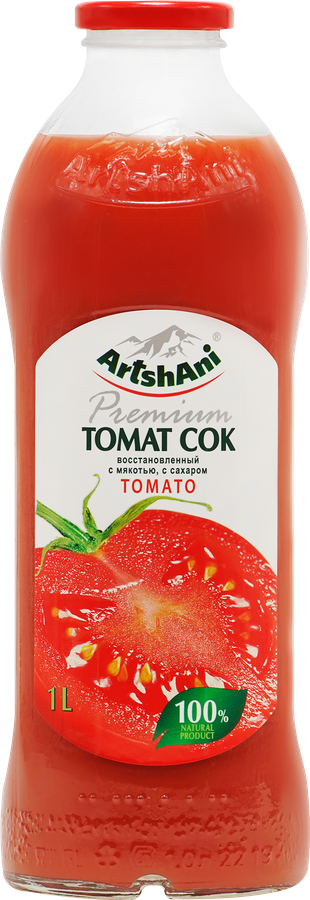 Сок ARTSHANI Томатный восстановленный с мякотью, с сахаром, 1л