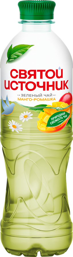 Напиток СВЯТОЙ ИСТОЧНИК Зеленый чай со вкусом Манго, ромашка, негазированный, 0.5л