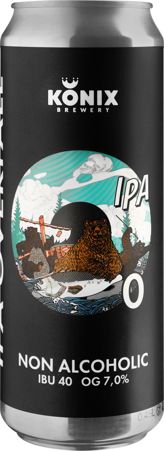 Пиво светлое безалкогольное KONIX BREWERY ИПА Оверфол фильтр. пастер. ж/б