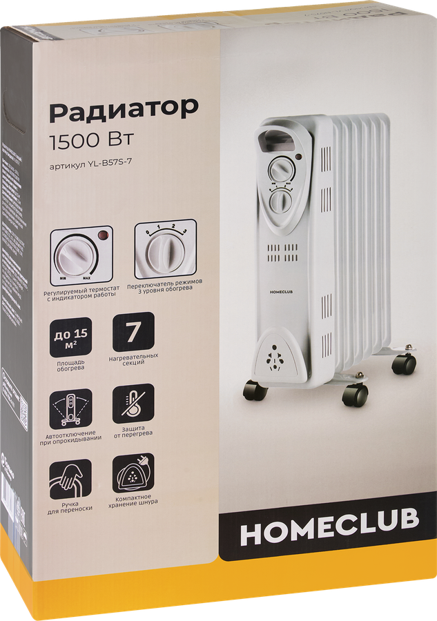 Радиатор HOMECLUB 7 секций, белый, Арт. YL-B57S-7, предпросмотр