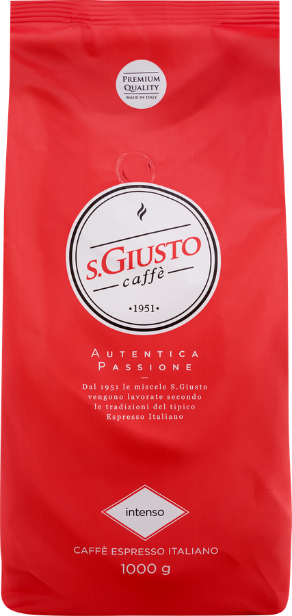 Кофе зерновой S.GIUSTO Intenso натуральный жареный с кофеином, 1кг