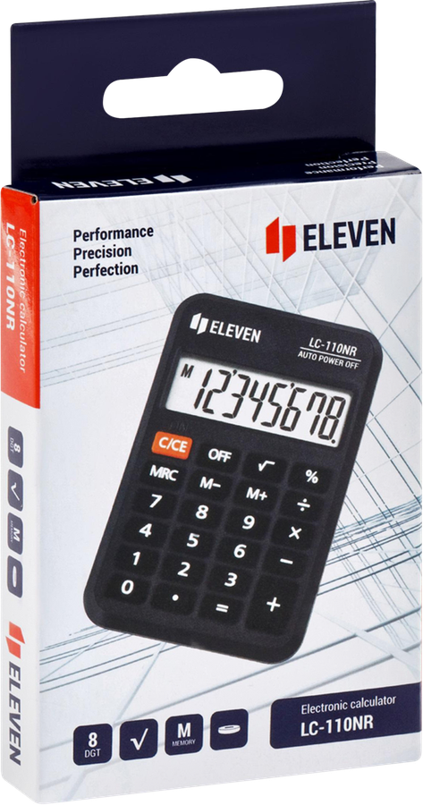 Калькулятор карманный ELEVEN LC-110NR, 8 разрядов, 5,8х8,8х1,1см, черный, превью