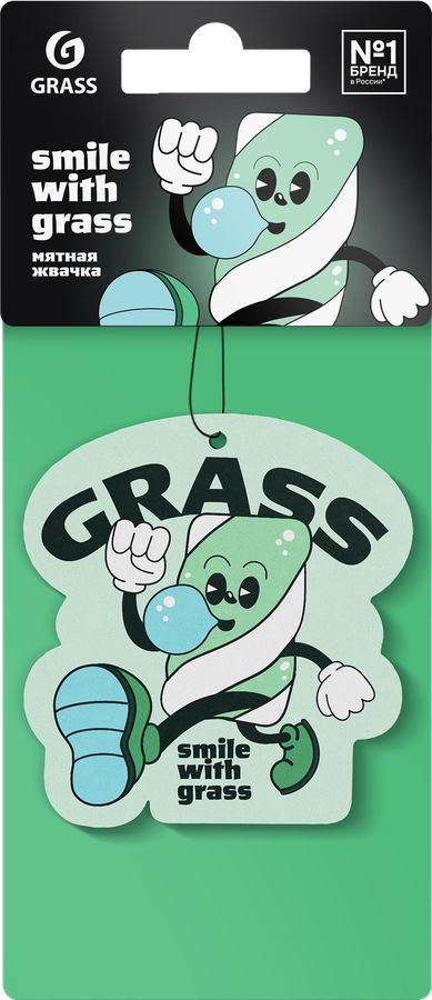 Ароматизатор автомобильный GRASS Смайл мятная жвачка, подвесной, Арт. ST-1469