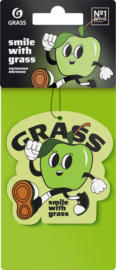 Ароматизатор автомобильный GRASS Смайл яблоко, подвесной, Арт. ST-1480