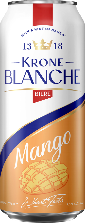 Напиток пивной KRONE BLANCHE BIERE Mango паст. алк.4,5% ж/б