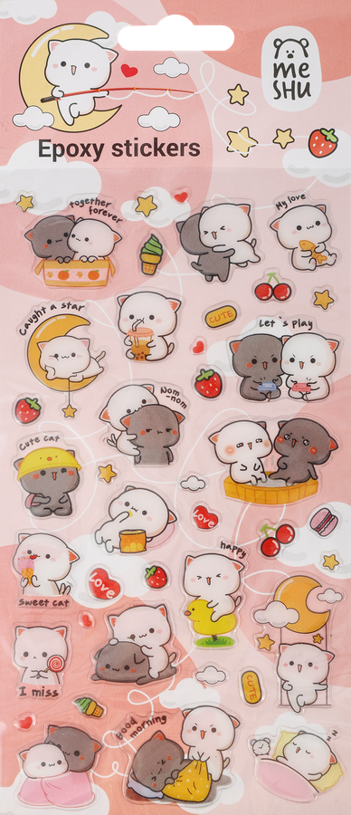 Наклейки гелевые MESHU Cute kittens, 10х23см