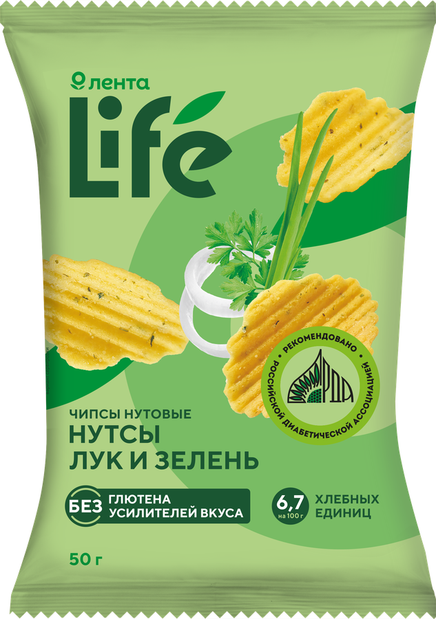 ЧипсынутовыеЛЕНТАLIFEЛукизелень,50г