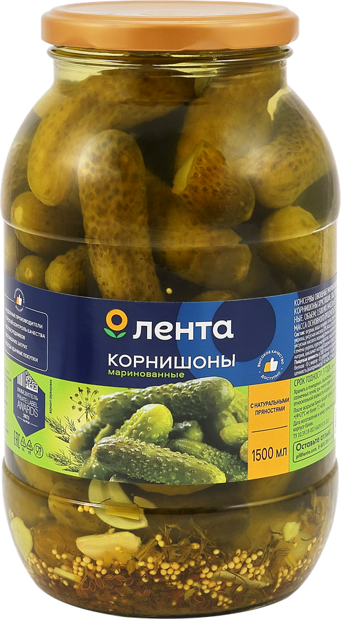 Корнишоны маринованные ЛЕНТА, 1.5л