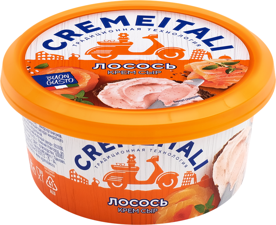 Сыр CREMEITALI творожный Крем сыр с лососем без змж