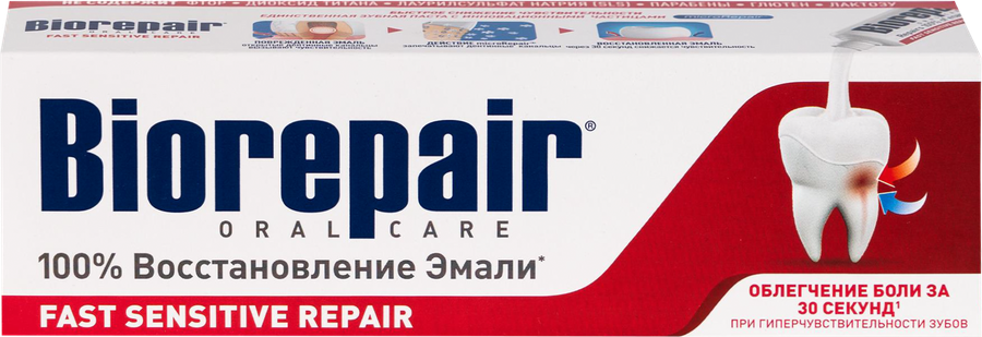 Зубная паста BIOREPAIR Fast Sensitive для чувствительных зубов, 75мл