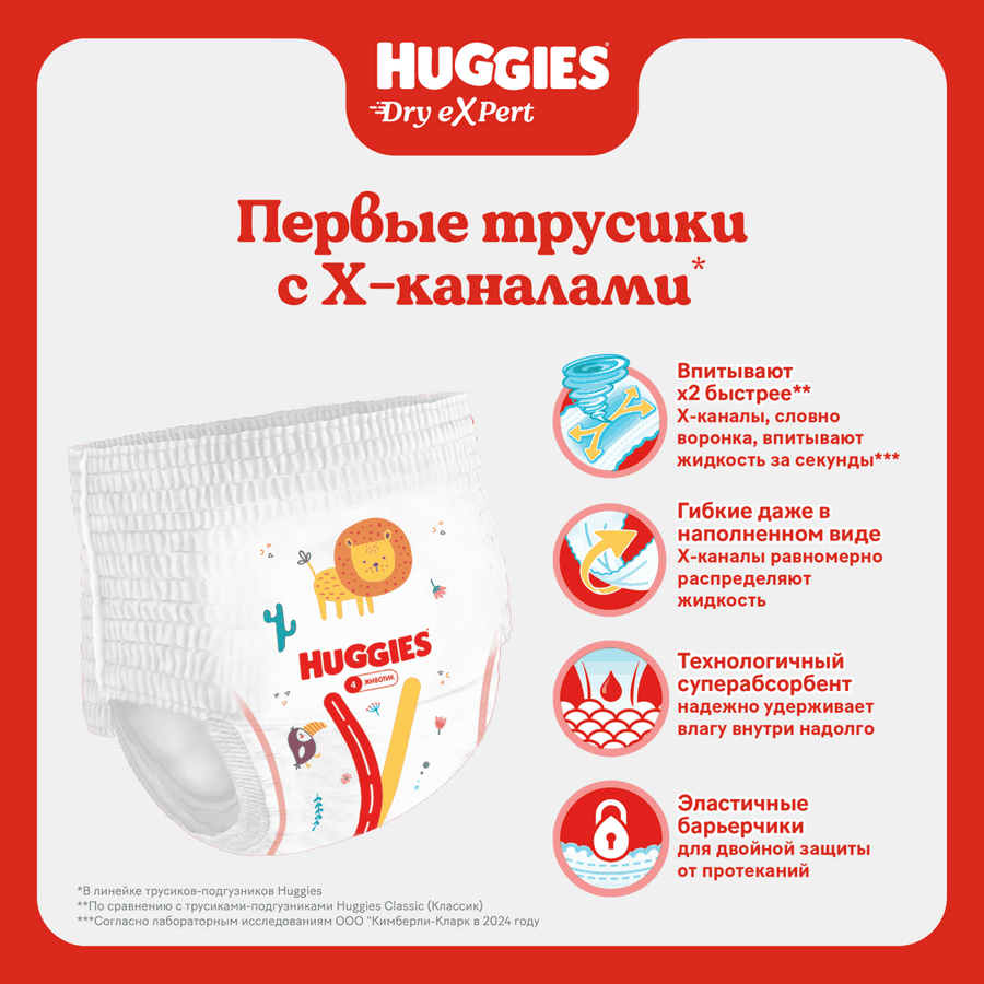 Подгузники-трусики HUGGIES Dry Expert 5 12–17кг, 48шт, превью