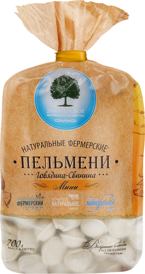 Пельмени-миниДОБРИНСКОЕНатуральныеФермерские,сговядинойисвининой,700г