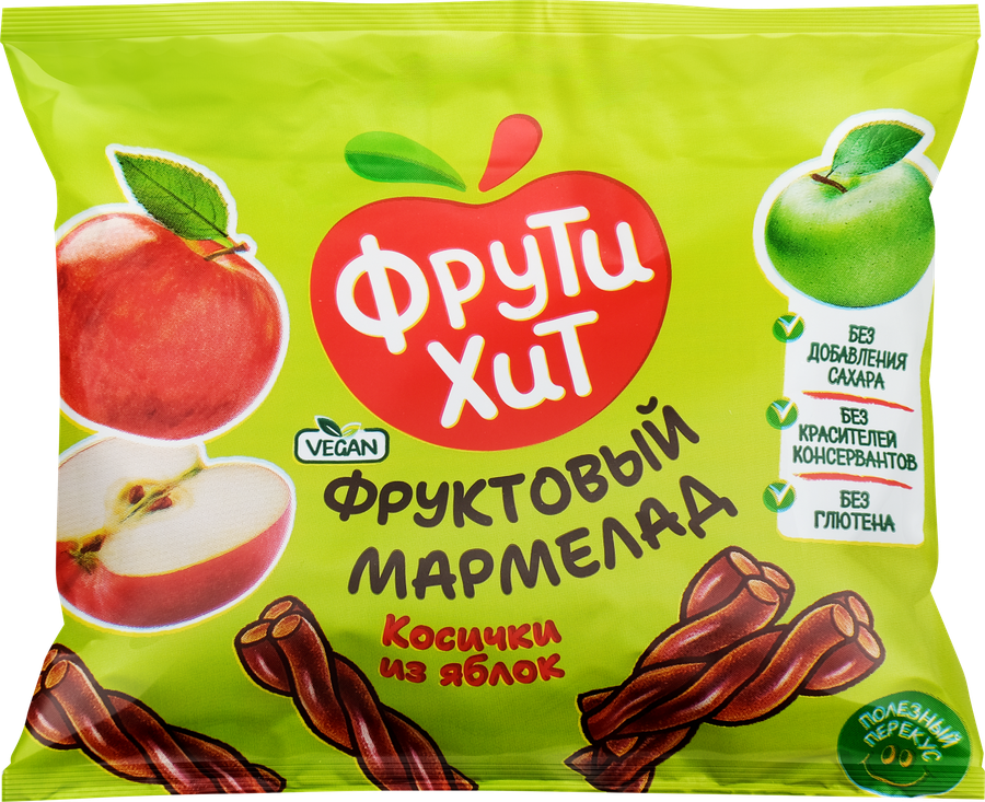 Мармелад жевательный ФРУТИХИТ Косички из яблок, без сахара, 45г