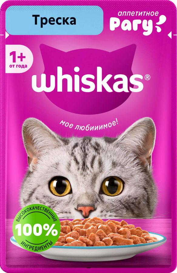Корм д/кошек WHISKAS рагу Треска